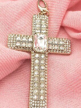 Heidi Daus CN Gold Tone Austrian Crystals Large Cross Pendant